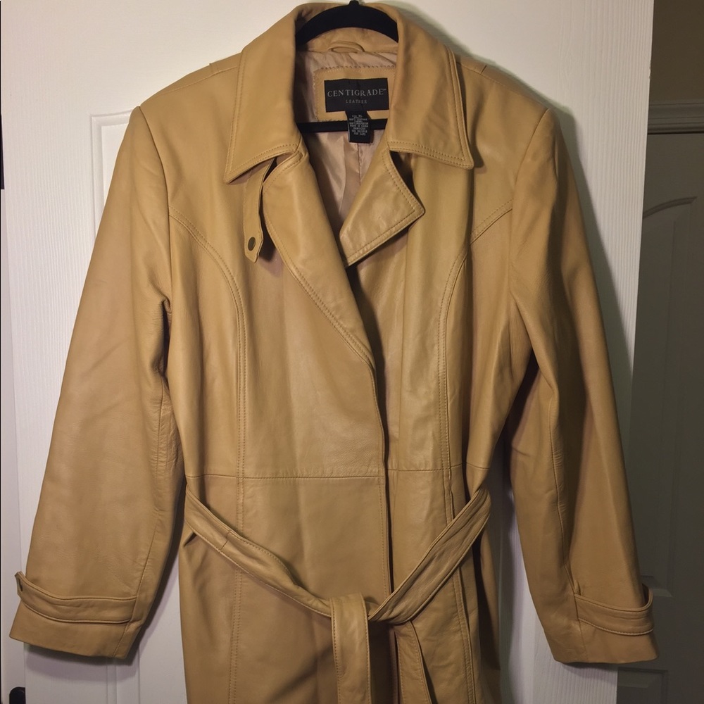 Centigrade 100%  Leather Trench Coat Woman